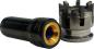 Preview: Tool Gripper HS-A/E 63-B/F 80-B-SR black part lying obliquely with opening to the front and silver part standing next to it with article number 9560003326 from OTT-JAKOB Spanntechnik