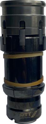 Spannsatz HS-A100-B125-C- 500N-M16X1,5 in schwarz zusammengebaut stehend mit der Artikelnummer 9560005726V01 von OTT-JAKOB Spanntechnik