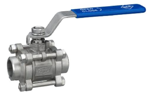 Ball valve from stainless steel with butt weld ends 3-piece design from G. Bee GmbH with the article number ​00VZHDZCF
