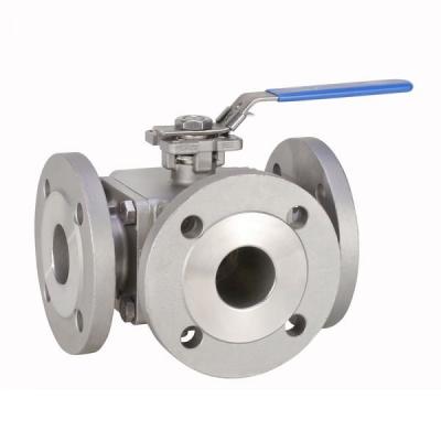 3-way flange ball valve of stainless steel from G.Bee with the article number 0020014551020
